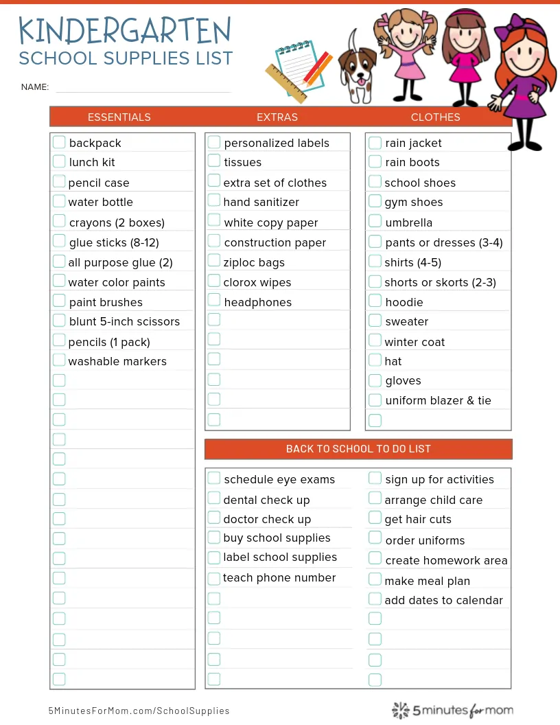 Essential Back To School Supplies List & Free Printable Checklist 2021