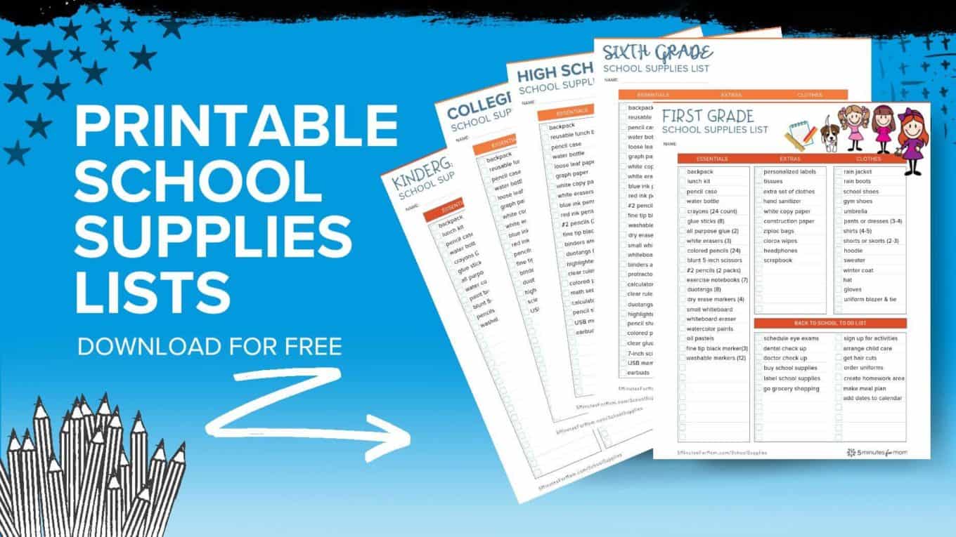 School Supplies List and Back to School Shopping Guide 5 Minutes for Mom
