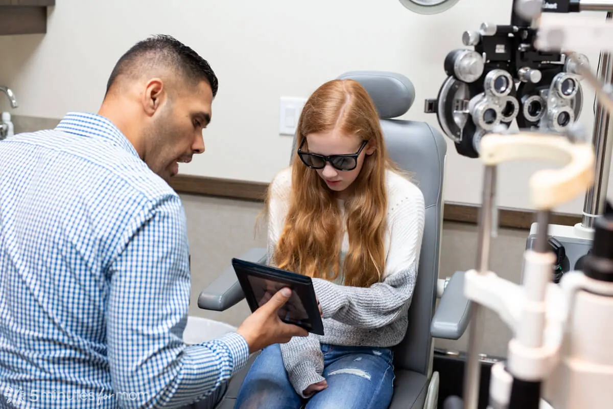 Teen having an eye exam