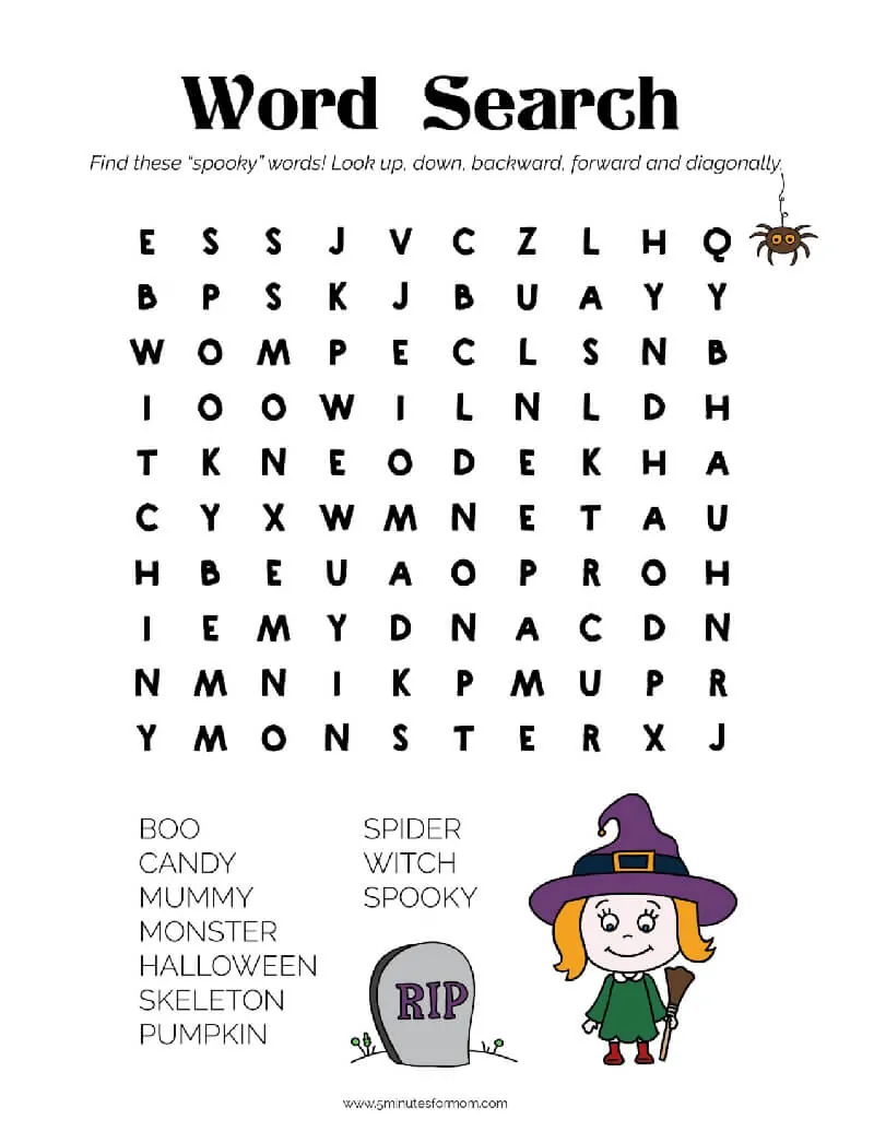 Free Halloween Word Search For Kids