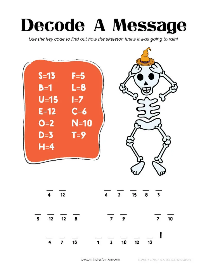 Halloween Activity Pack for Kids - Decode Message