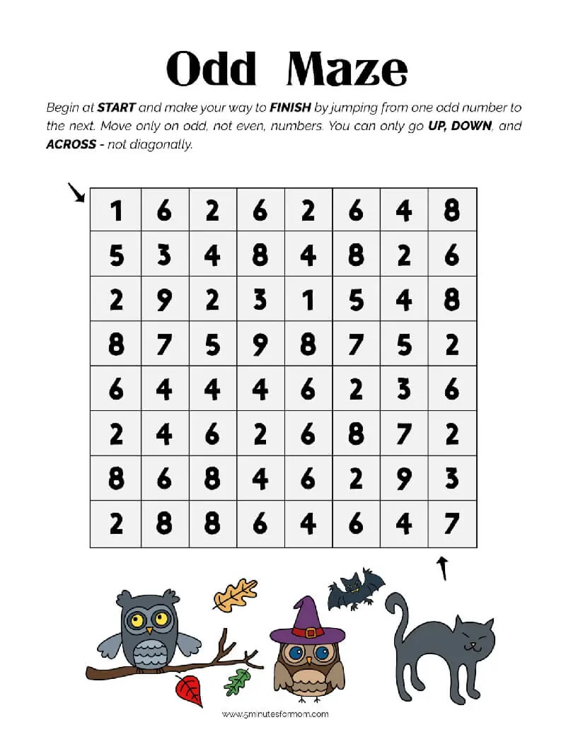 Halloween Printable for Kids - Odd Maze