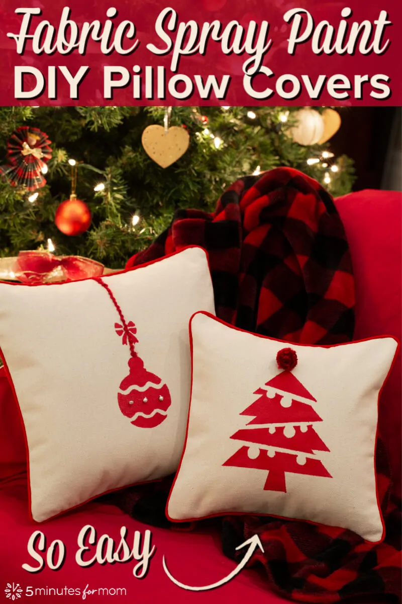 Fabric Spray Paint DIY Pillow Covers - DIY Christmas Decor #ad #fabricspraypaint #diychristmas #DIYpillow