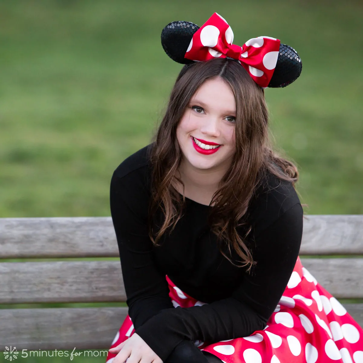 Minnie Mouse Costume with Homemade Bow