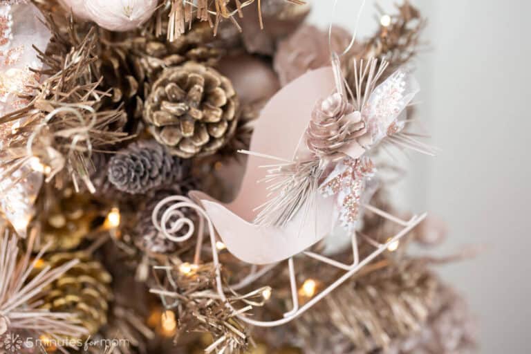 Rose Gold Spray Painted Christmas Tree Ornaments
