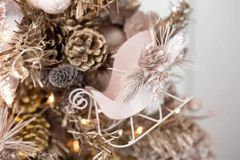 Rose Gold Spray Painted Christmas Tree Ornaments