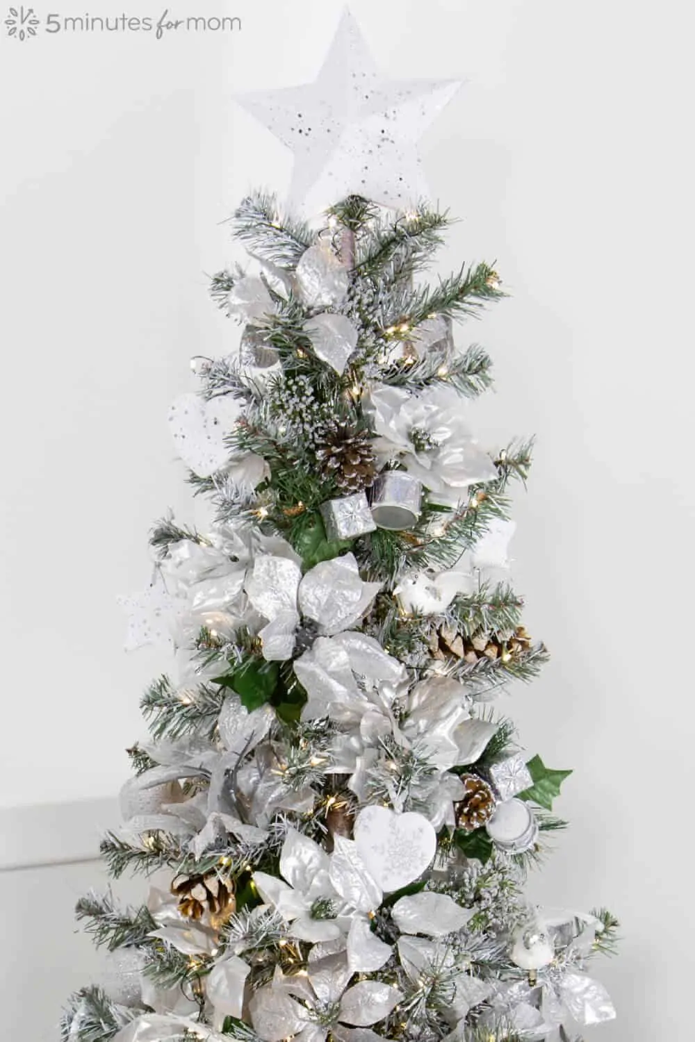 Silver and White Christmas Tree - Flocked Christmas Tree with Spray Paint