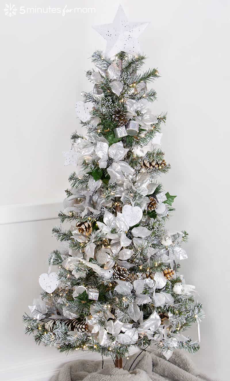 Spray Paint Christmas Tree Silver and White Christmas Tree 5 Minutes for Mom