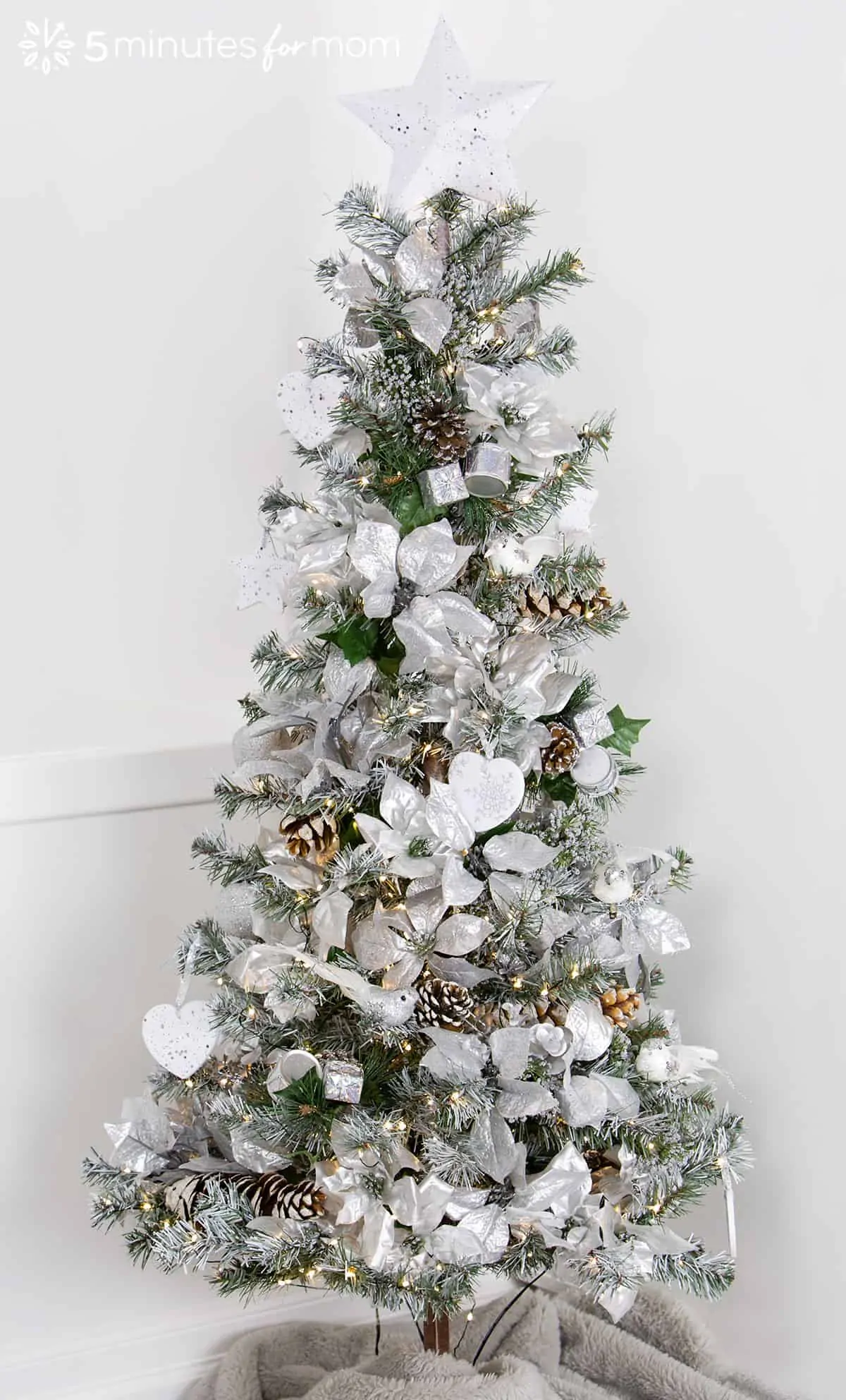 Spray Paint Christmas Tree - Silver and White Christmas Tree