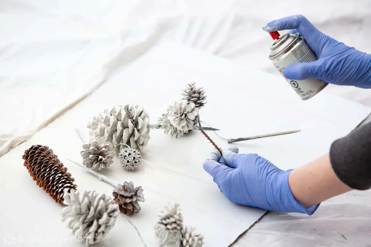 Spray Painting Christmas Ornaments