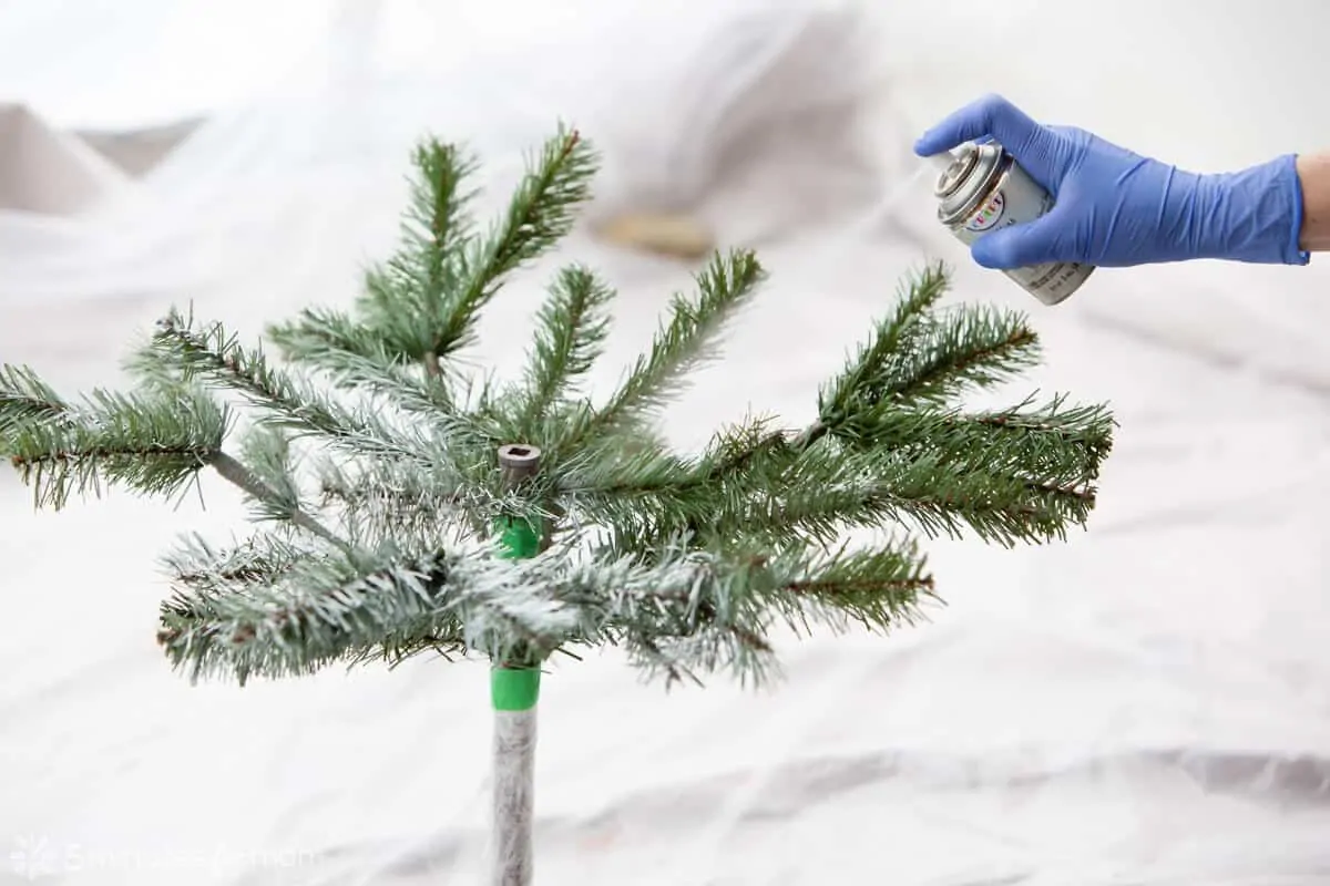 Spray Painting an Artificial Christmas Tree in Pieces