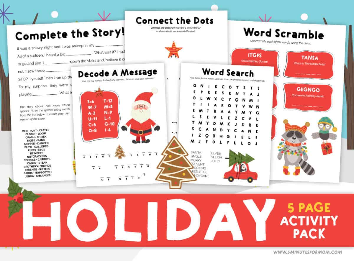 Christmas Printable Activities for Kids - 5 Minutes for Mom