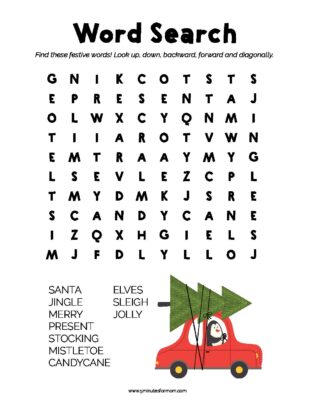 Christmas Printable Activities - Holiday Word Search - 5 Minutes for Mom