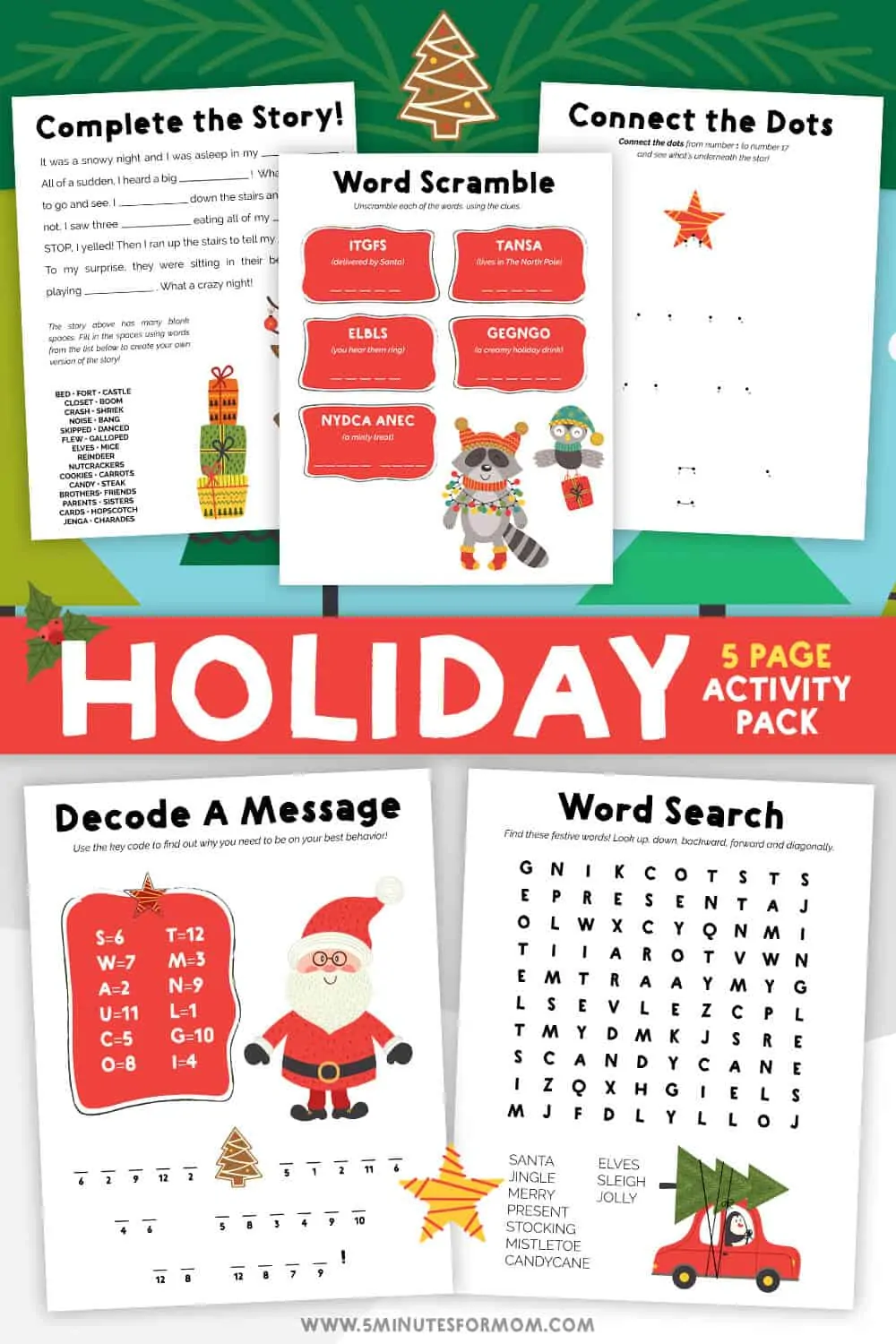 Christmas Printable Activities for Kids - Holiday Activity Pack