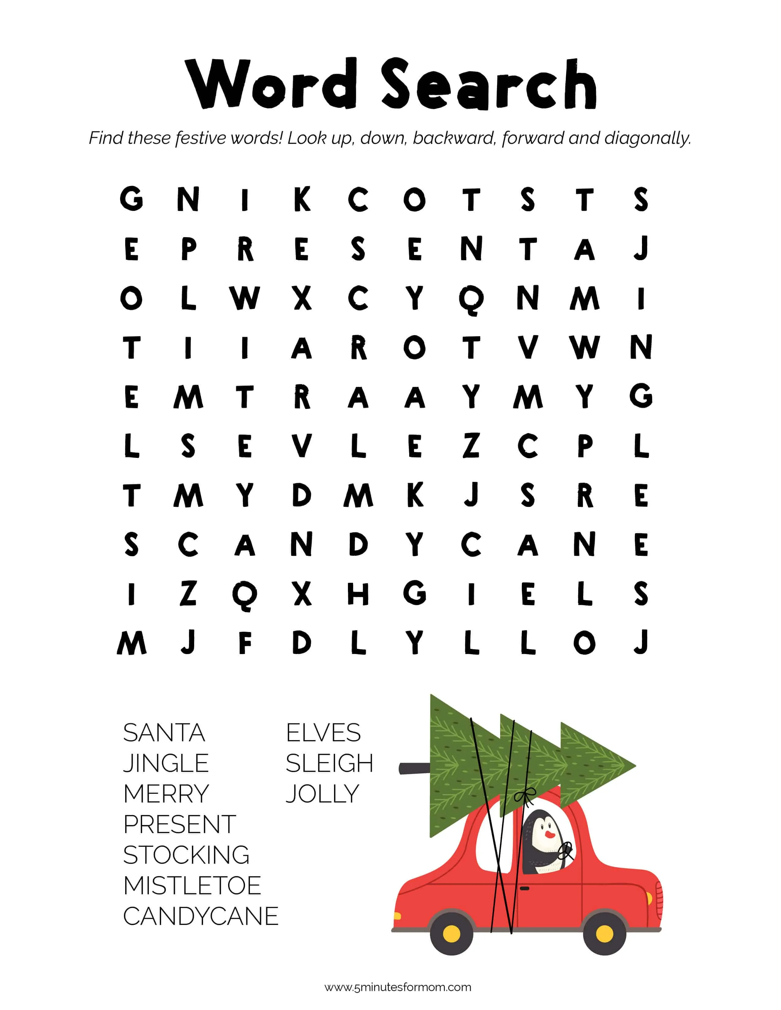 Holiday Activity Pack - Christmas Printable Activities Word Search