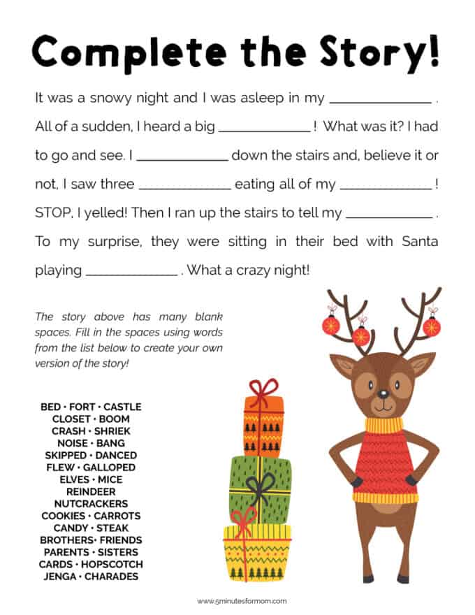 Holiday Activity Pack Complete The Story 5 Minutes for Mom