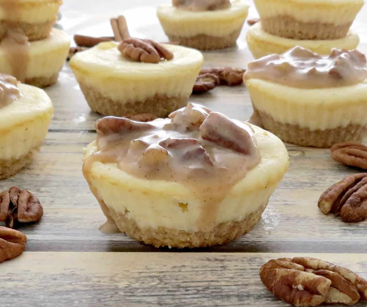 Keto Cheesecake Bites with Caramel Pecan Sauce 5 Minutes for Mom