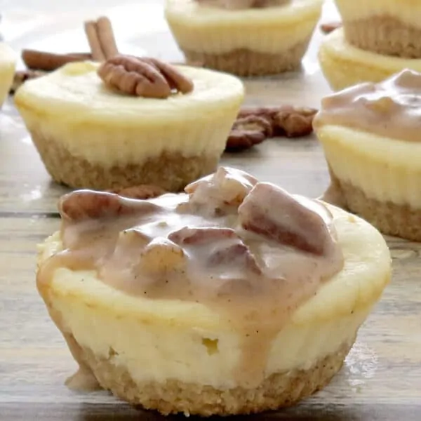 Keto Cheesecake Bites with Caramel Pecan Topping