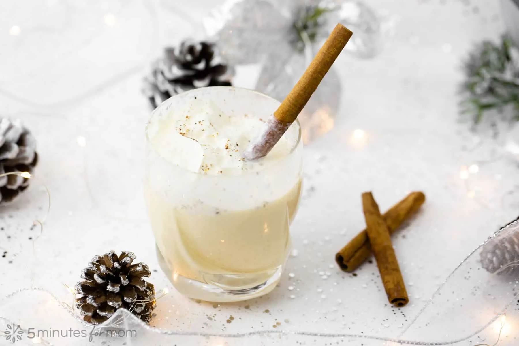 Glass of delicious Homemade Eggnog