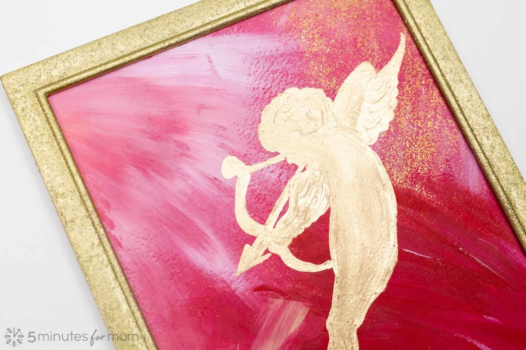 Valentines Day Painting - Cupid in Gold with DIY Painted Frame