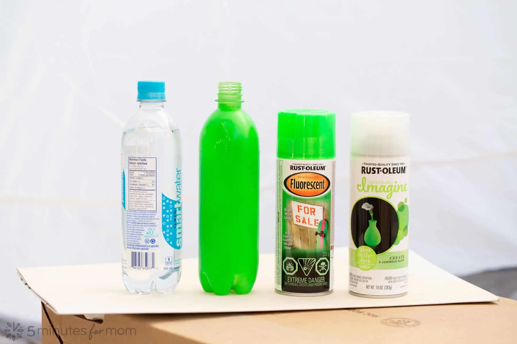 Empty Clear Water Bottles and Rustoleum Paint
