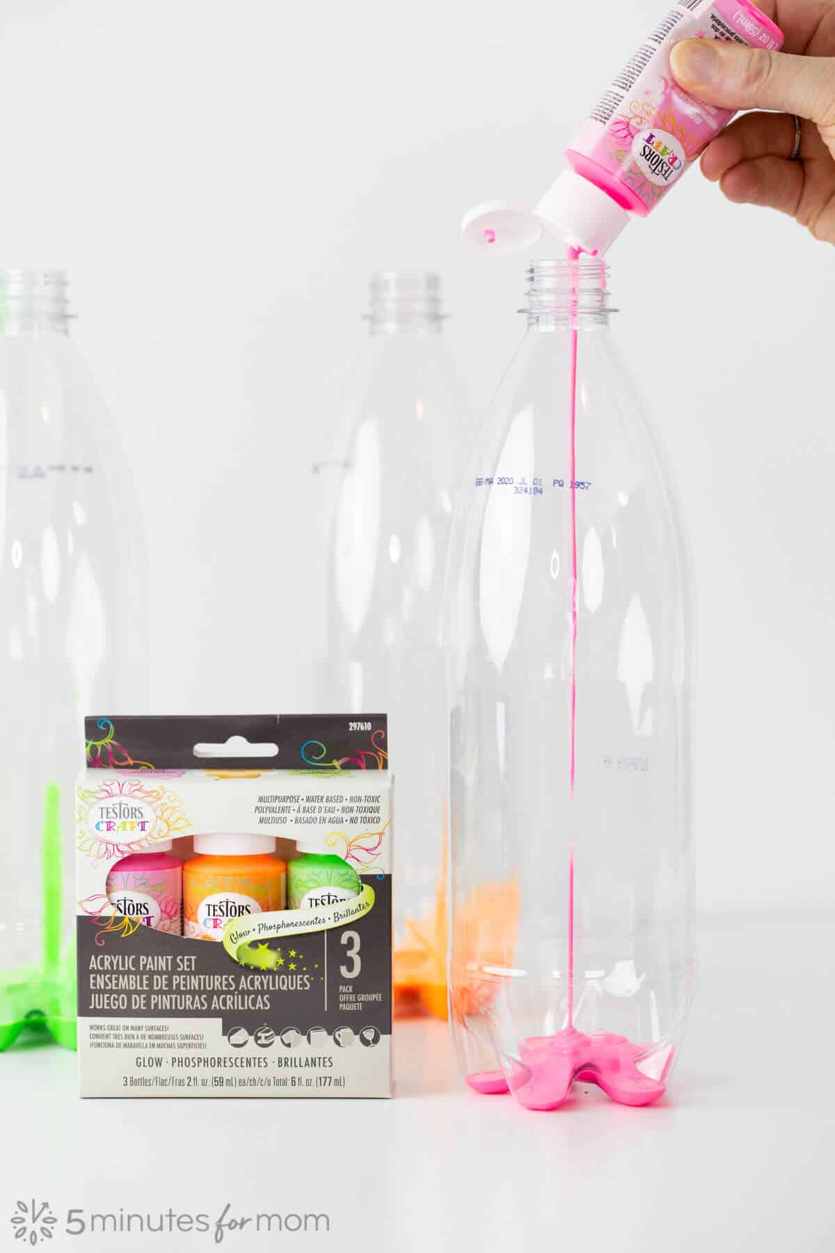 Pour paint in plastic bottles