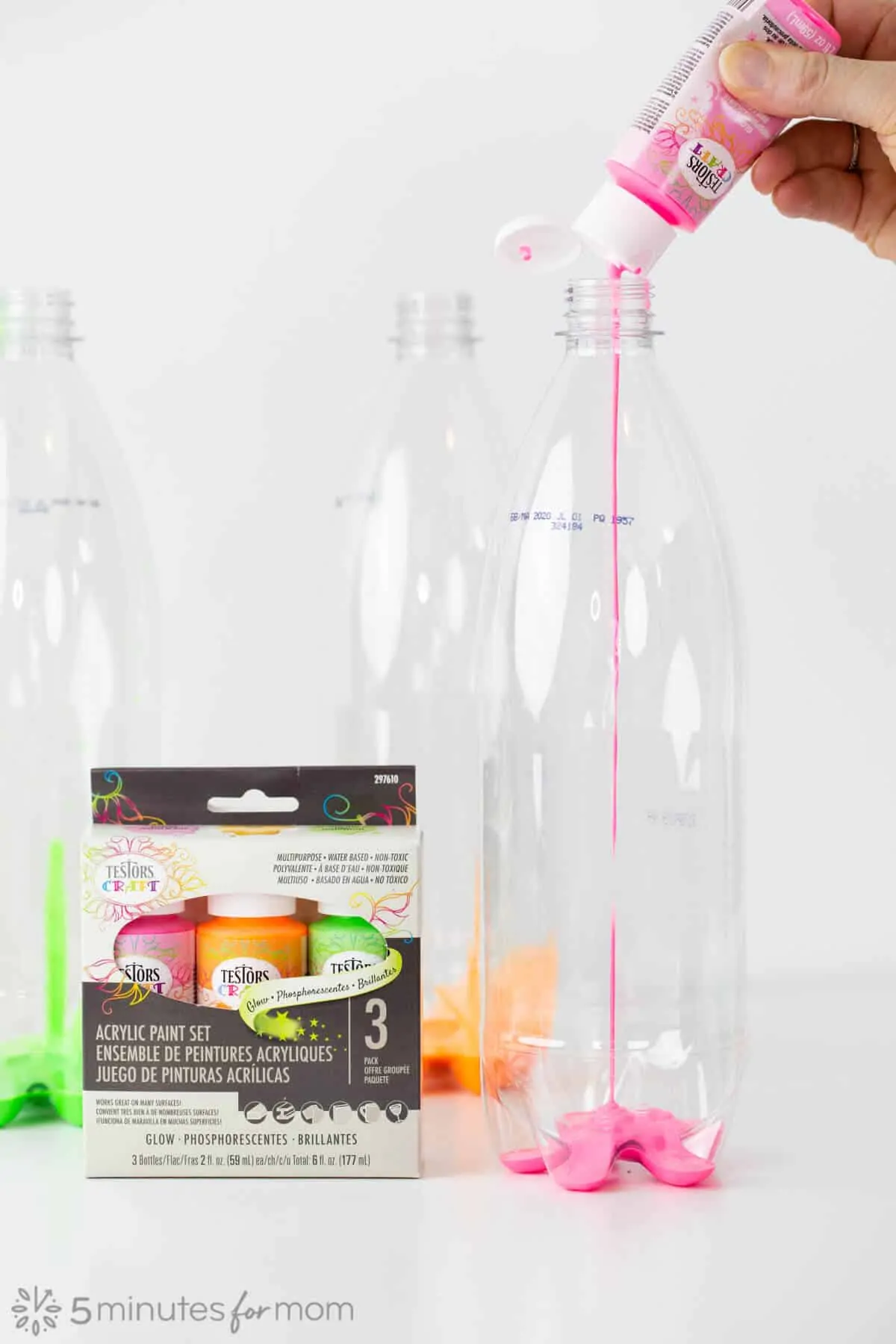 Pour paint in plastic bottles