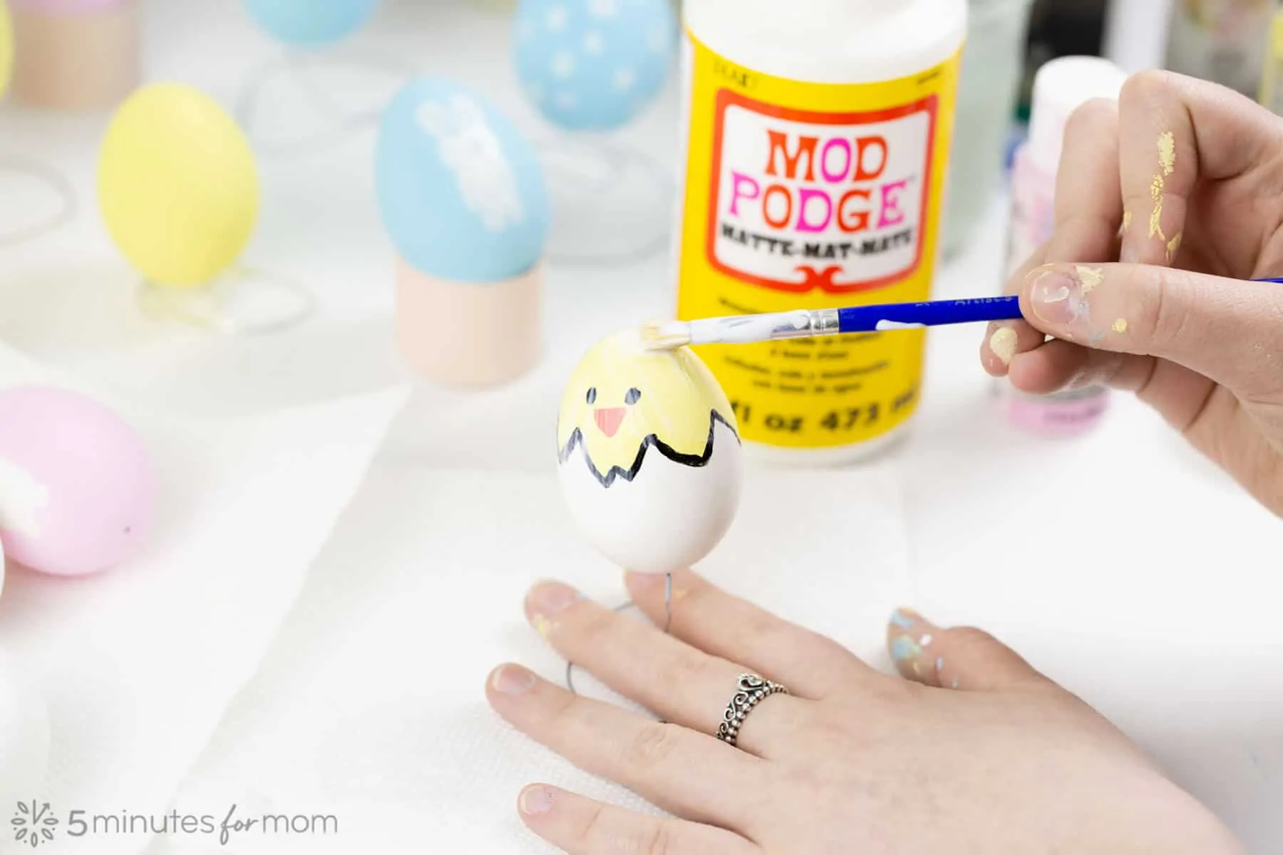 Paint Mod Podge on Eggs to Seal