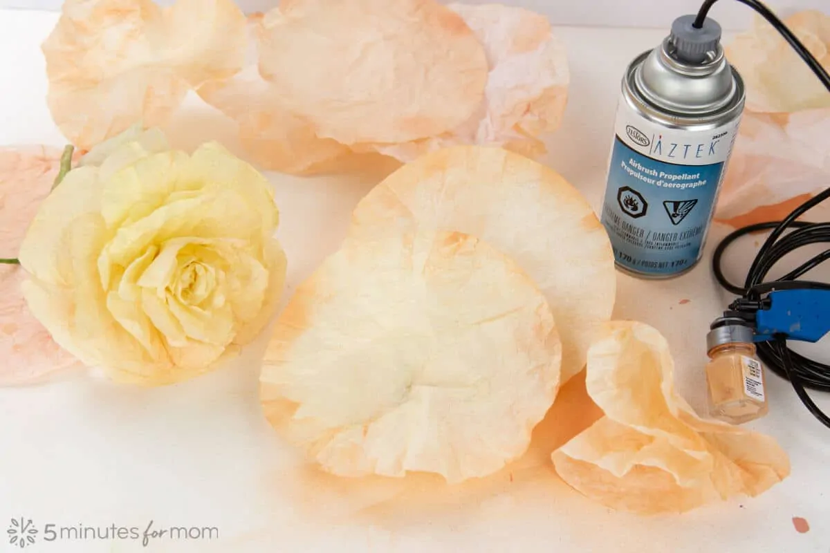 Coffee Filter Flowers using an Airbrush