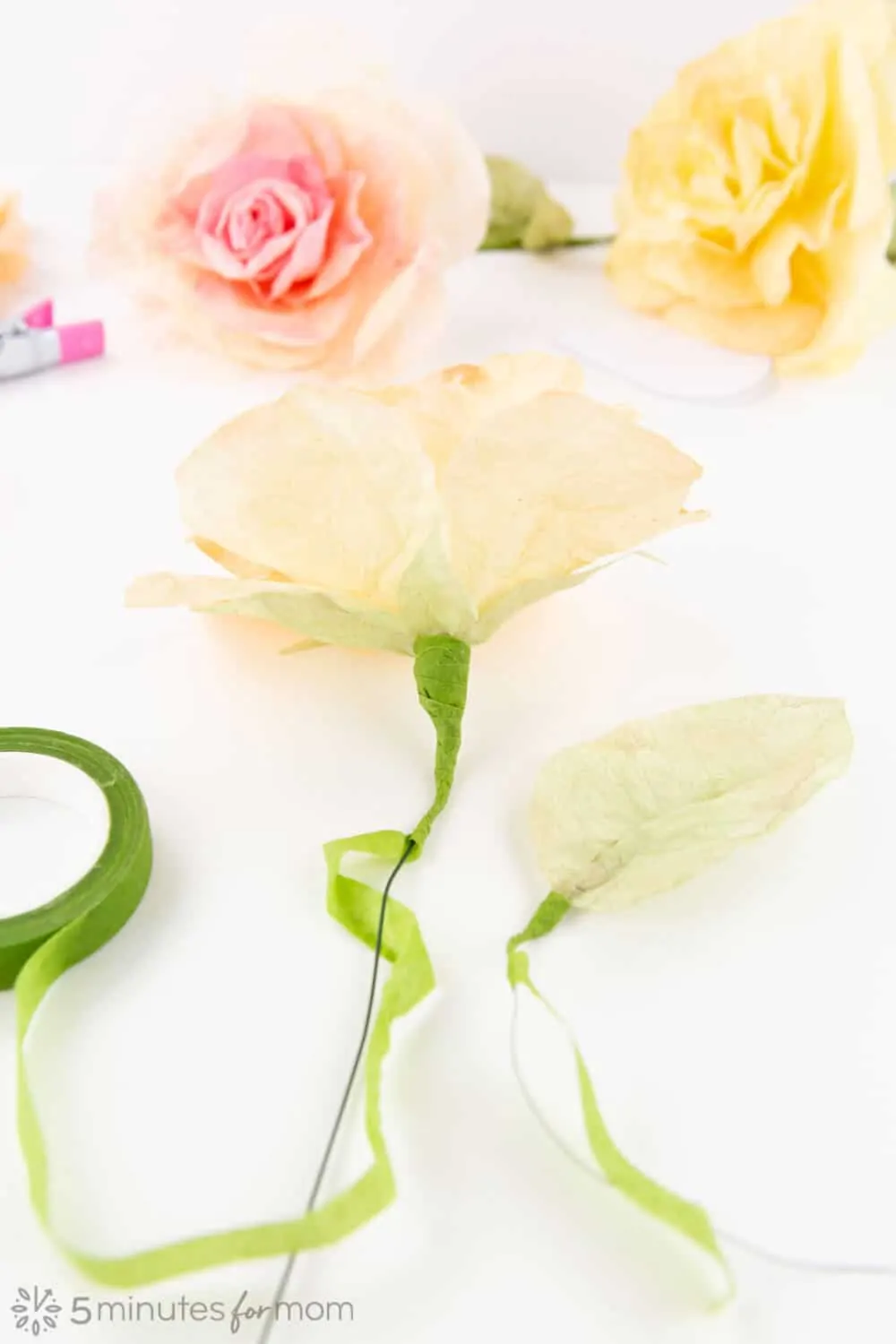 coffee filter rose template and tutorial