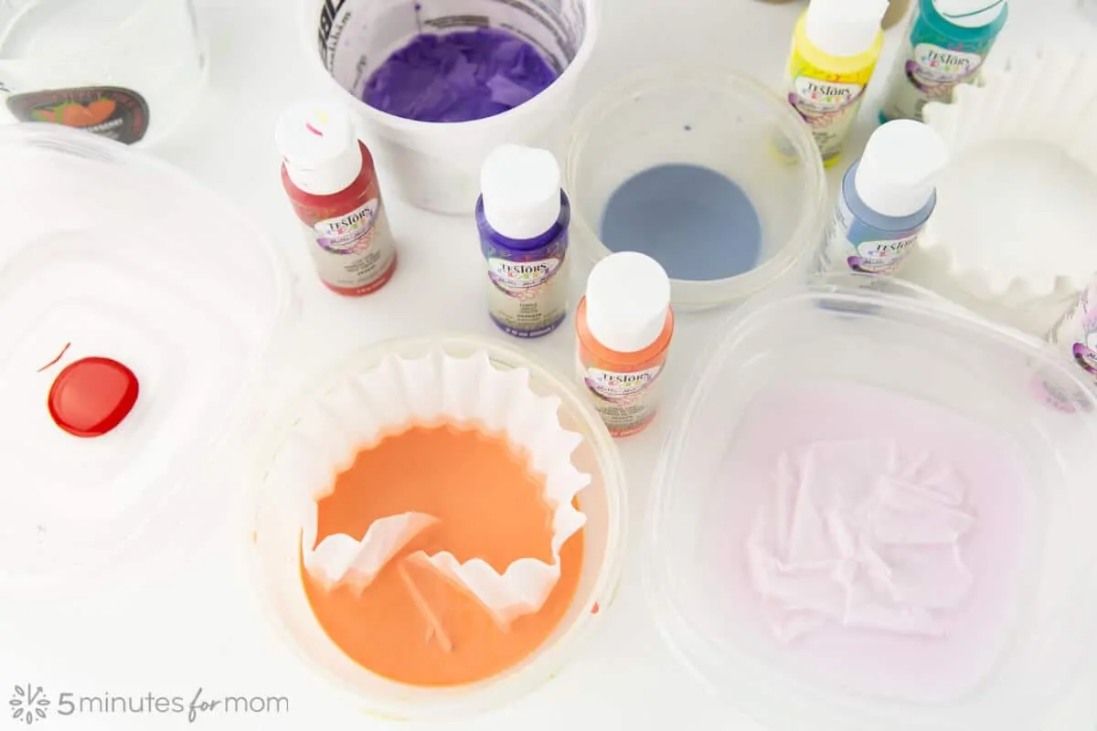 Coffee Filter Flowers with Acrylic Paint