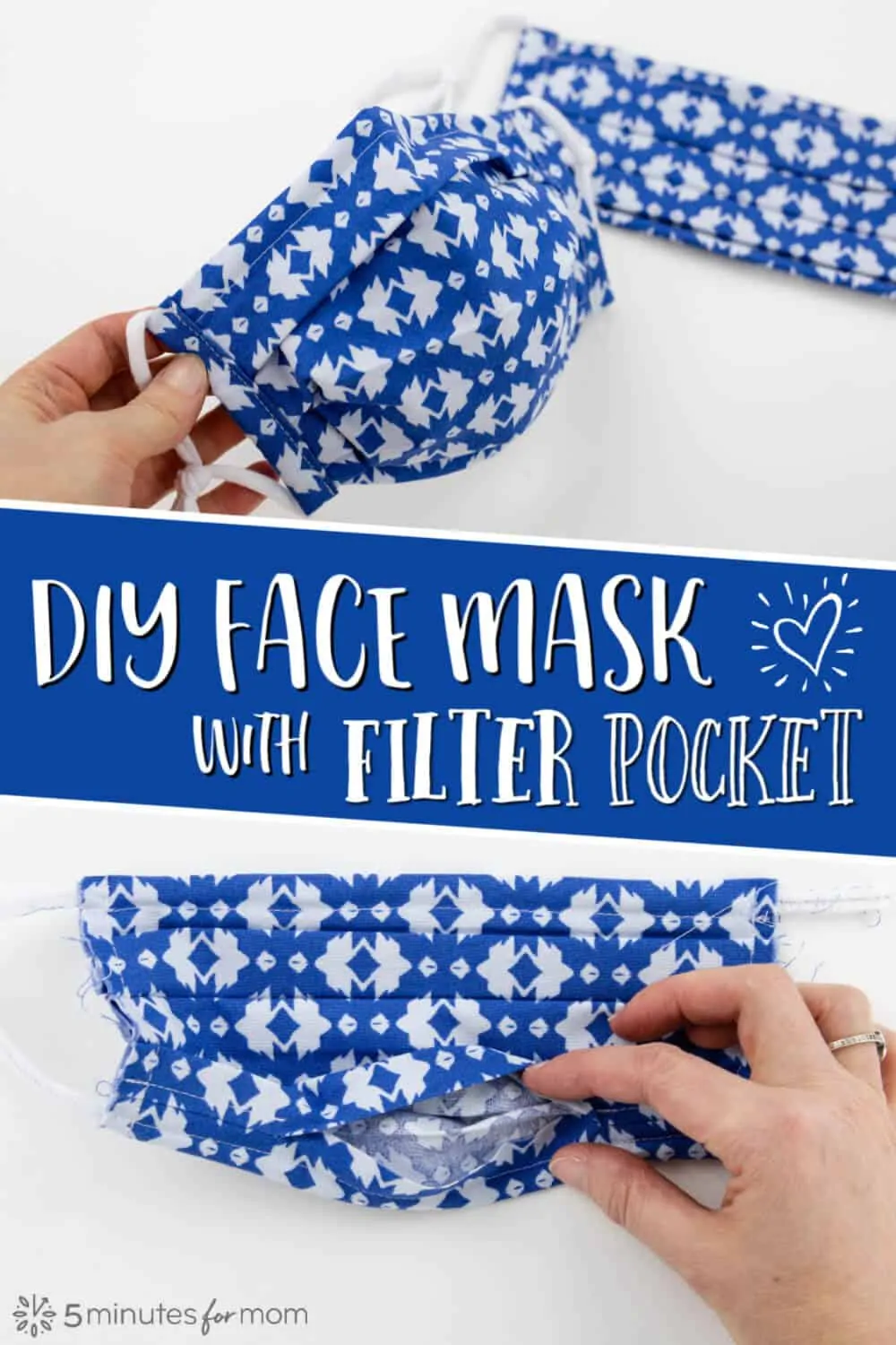 DIY Pleated Face Mask with Pocket for a Removable Filter