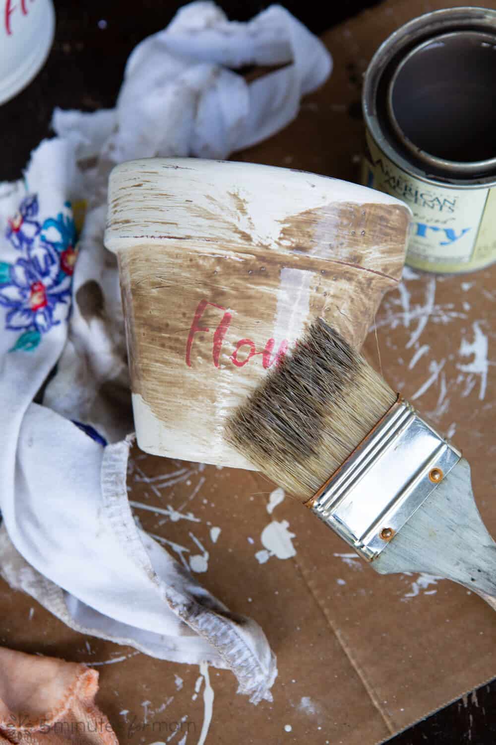 Flower Pot Painting Ideas How To Paint and Distress Terra Cotta