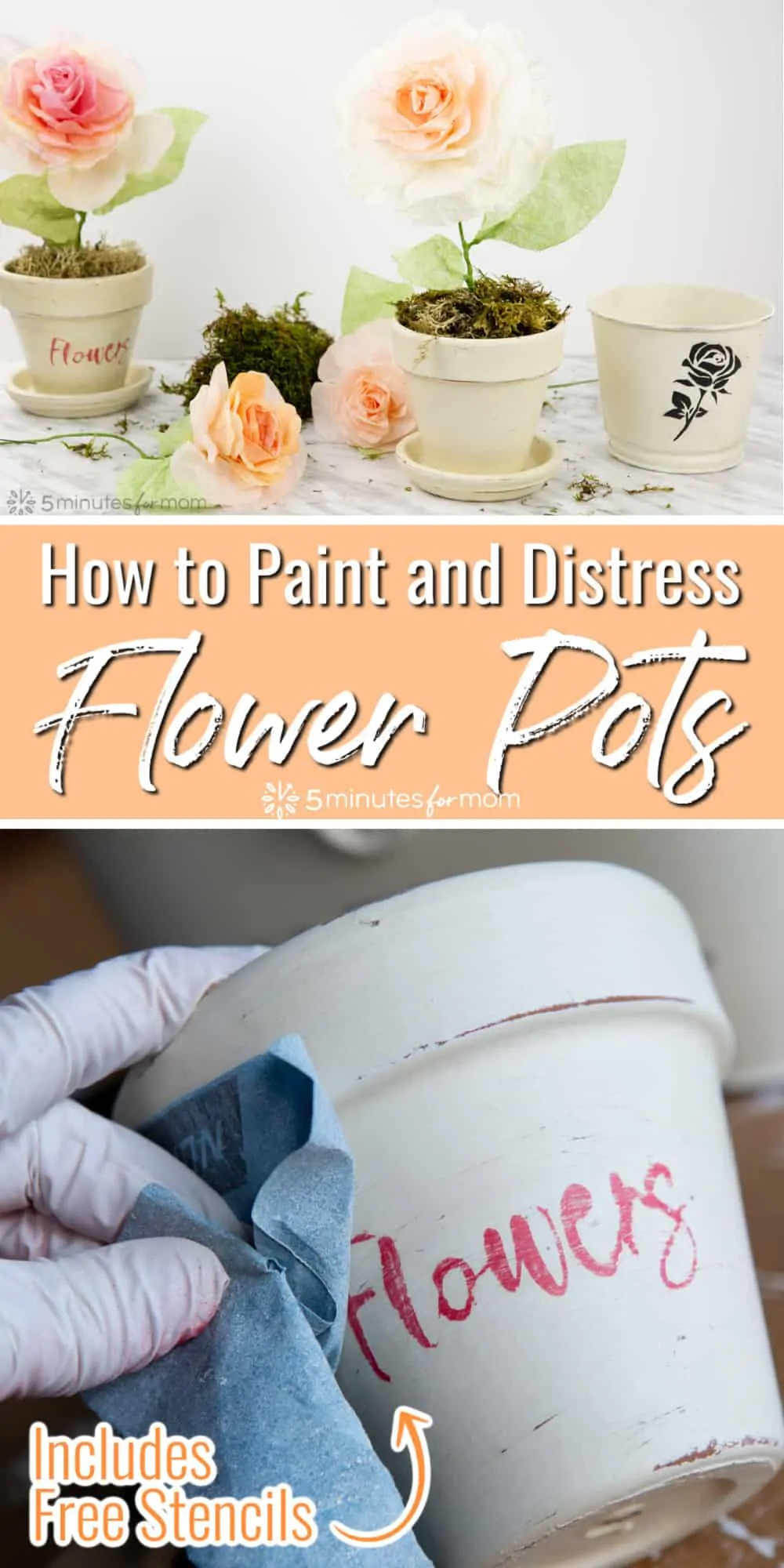 How to Paint and Distress Flower Pots