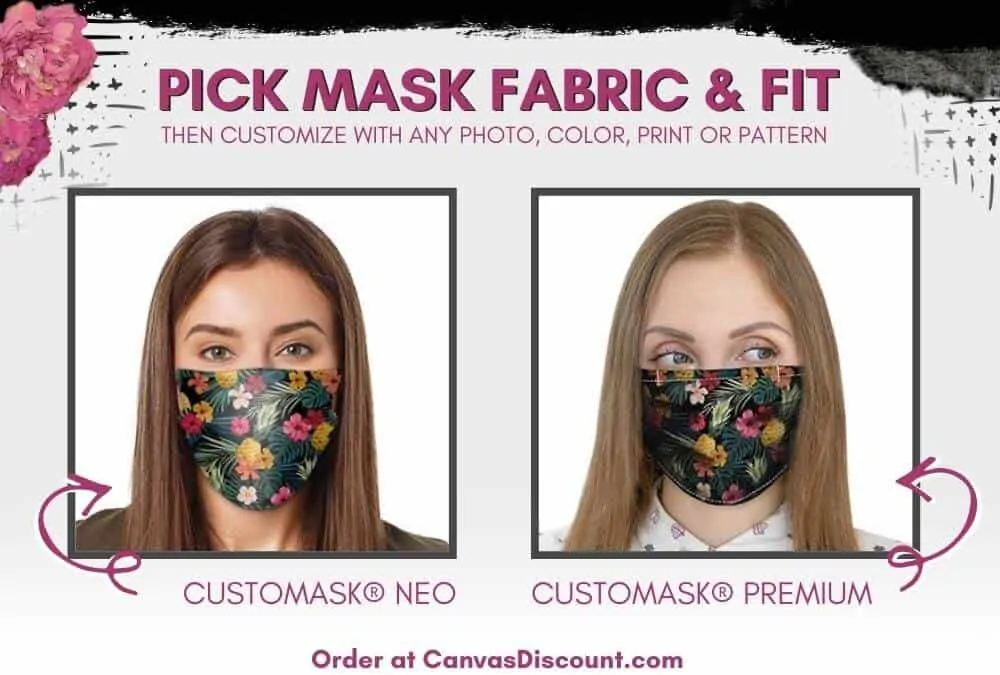 Pick Mask Fabric and Fit - Image shows the two fabric options on CanvasDiscount