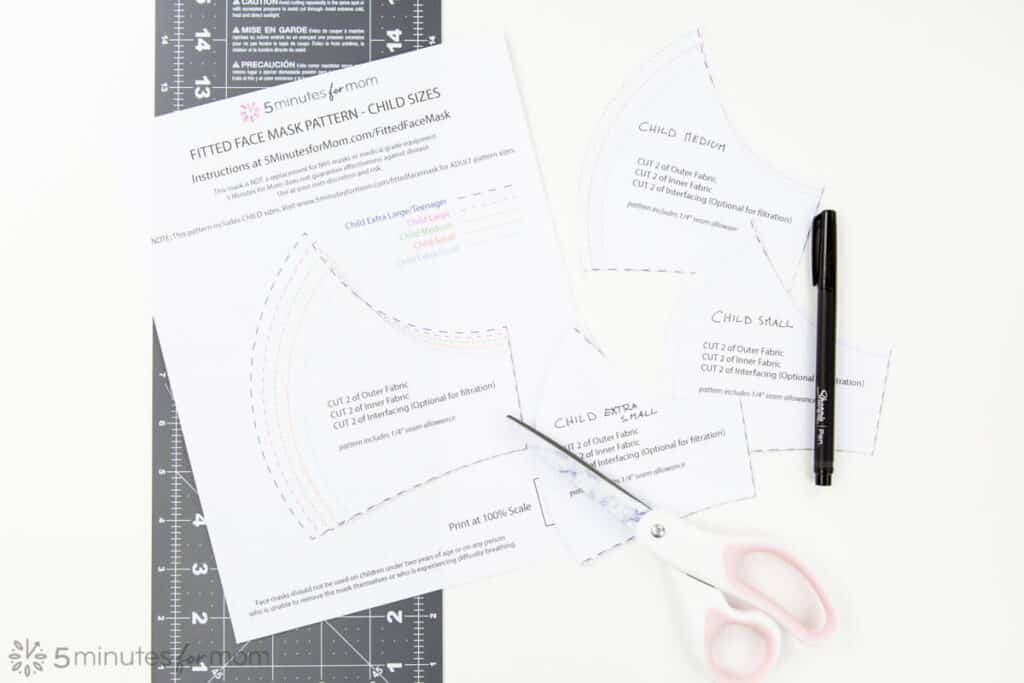 Best Fitted Face Mask Pattern PDF in 9 Sizes 4 Adult and 5 Kids Sizes