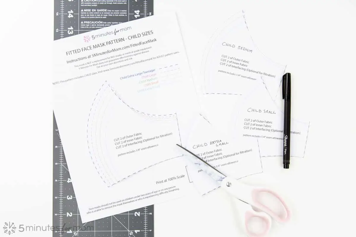 printable face mask sewing pattern pdf