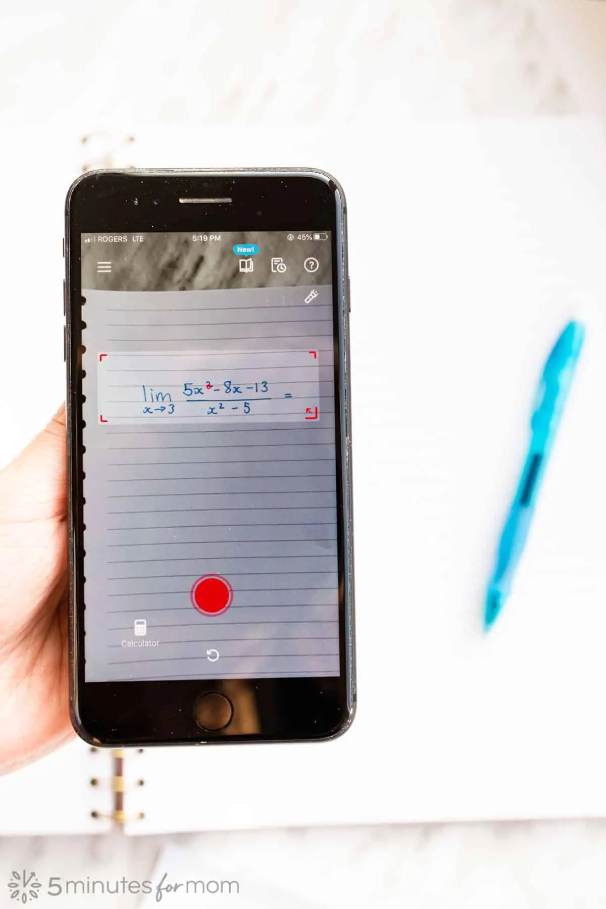 Scanning Handwritten Math Problem with Photomath App