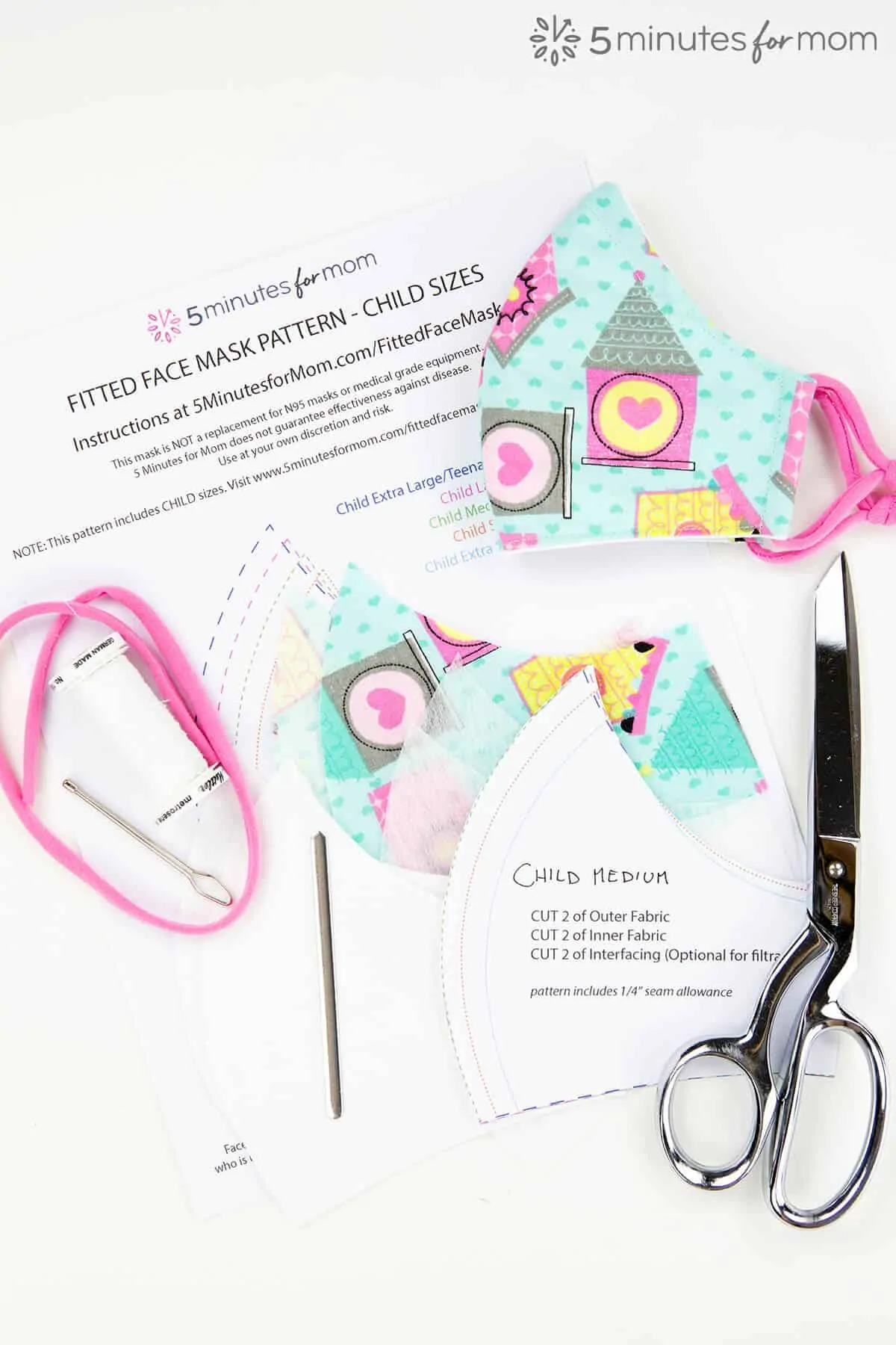 Free Fitted Face Mask Sewing Pattern in nine sizes