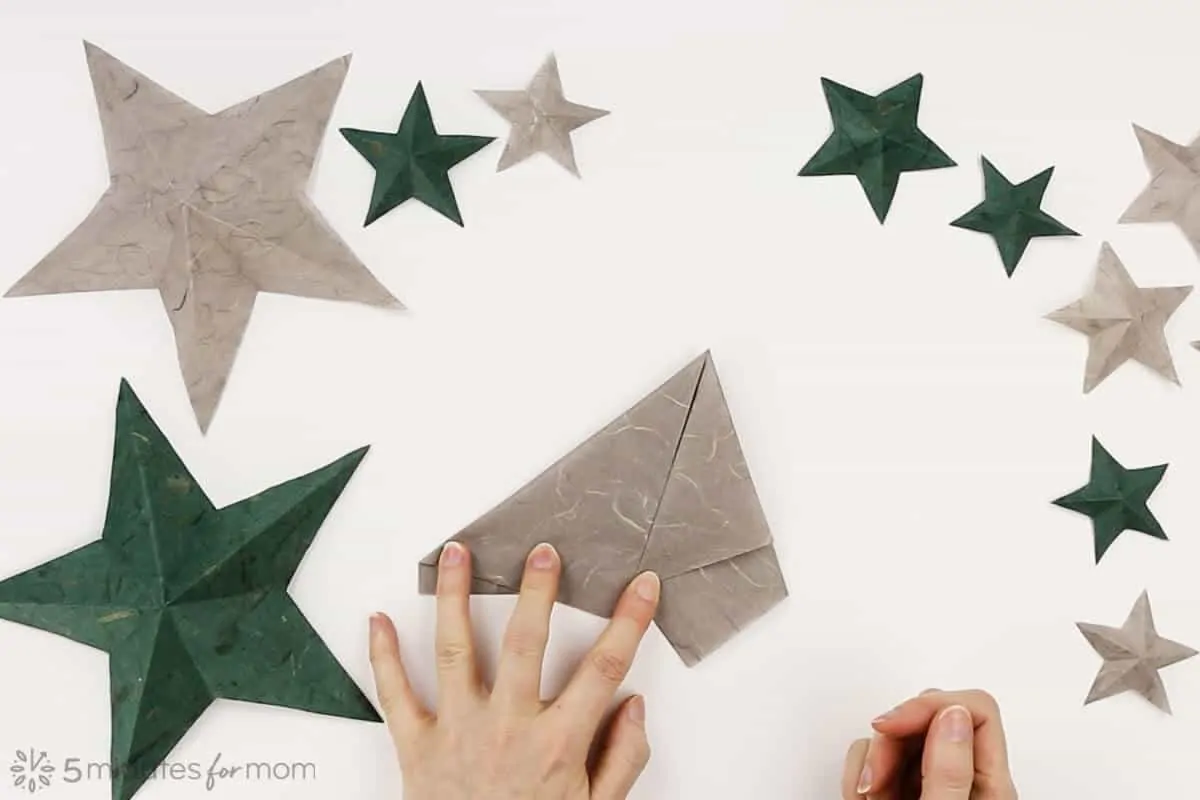 Origami Inspired Paper Star Ornament Pair