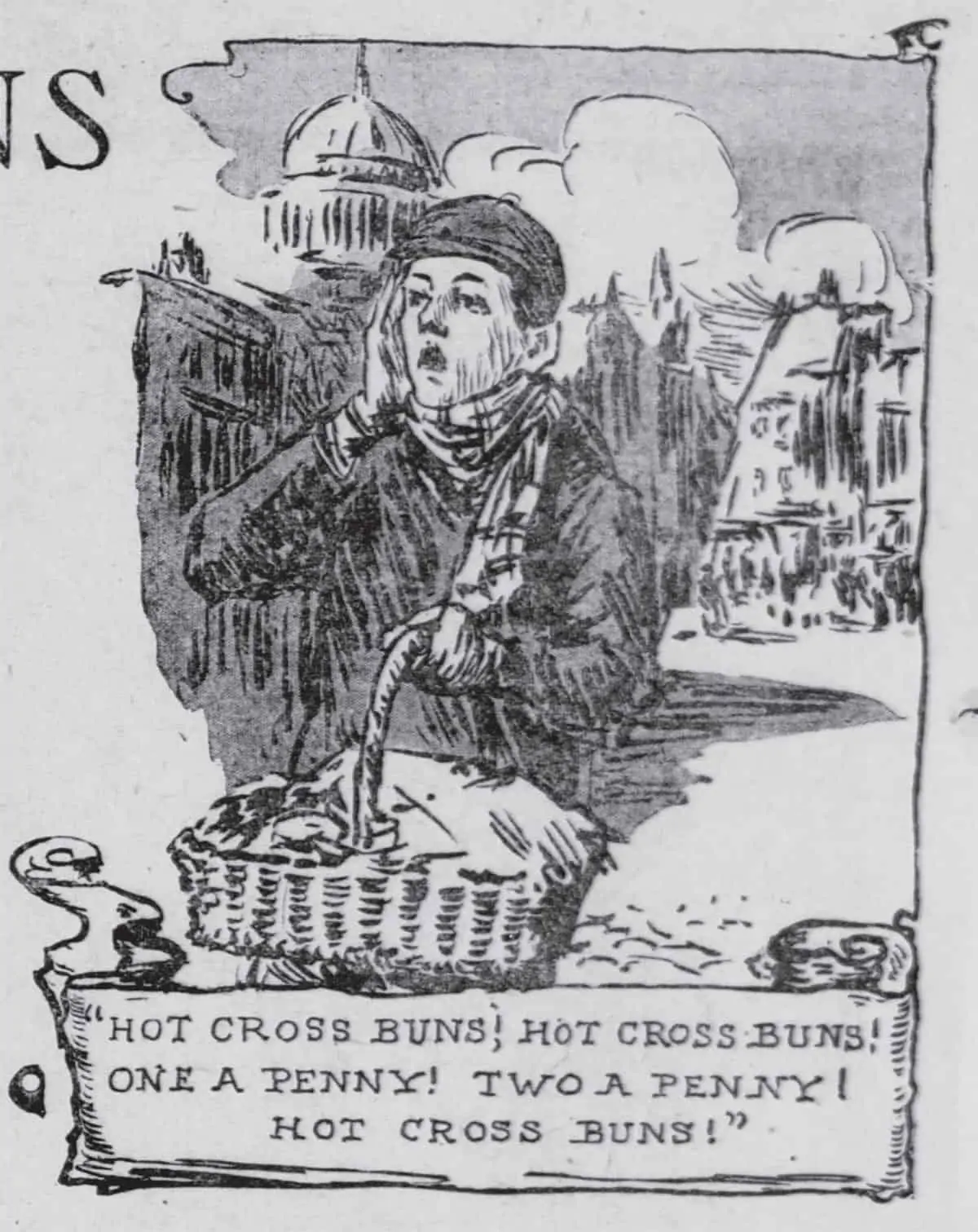 Hot Cross Buns Street Seller image from The San Francisco Call - 06 Feb 1910