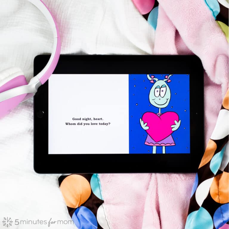 iPad with colorful childrens book