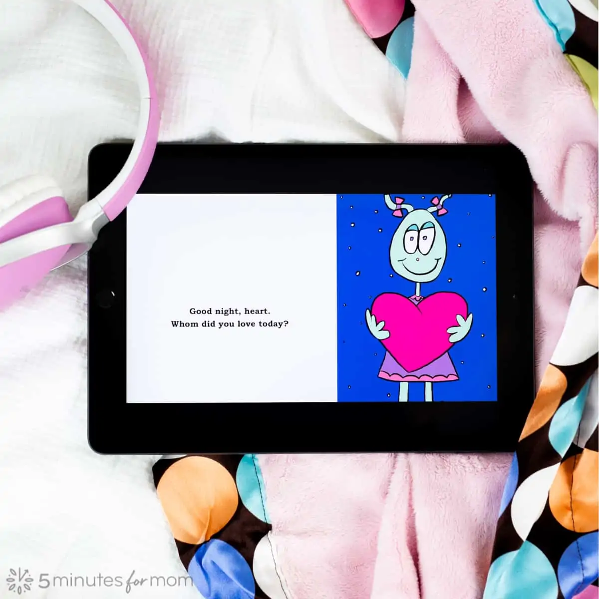 iPad with colorful childrens book