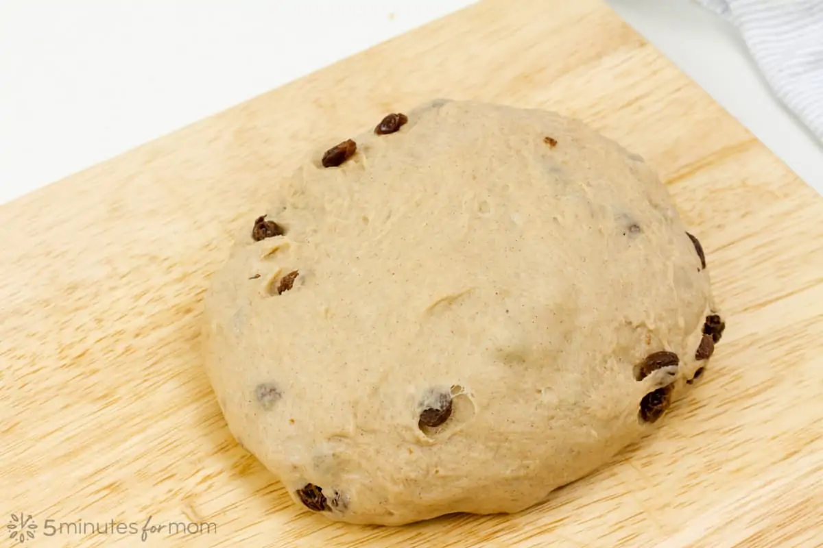 a kneaded ball of spiced dough with raisins