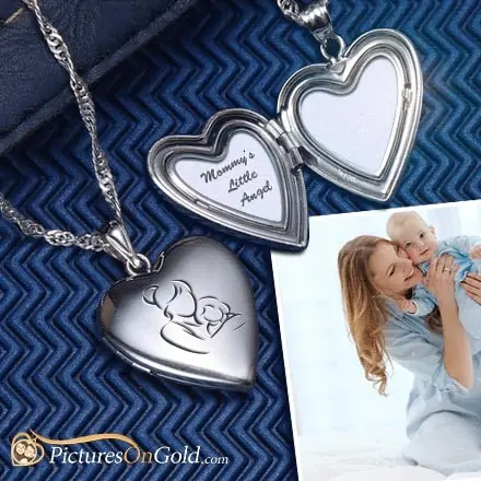 Custom sterling silver locket with lasered photos and personalized engraving