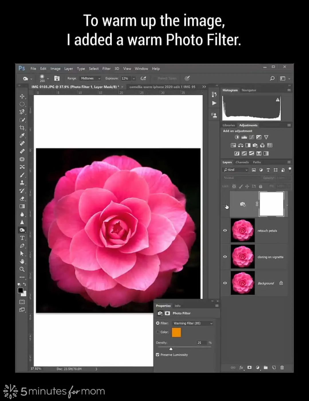 Warm Photo Filter in Photoshop