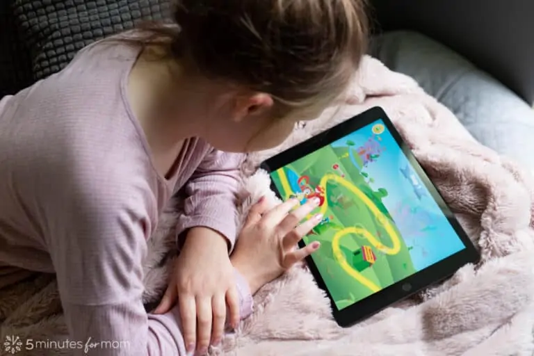 7 Year Old Girl Using Reading Eggs on an IPad