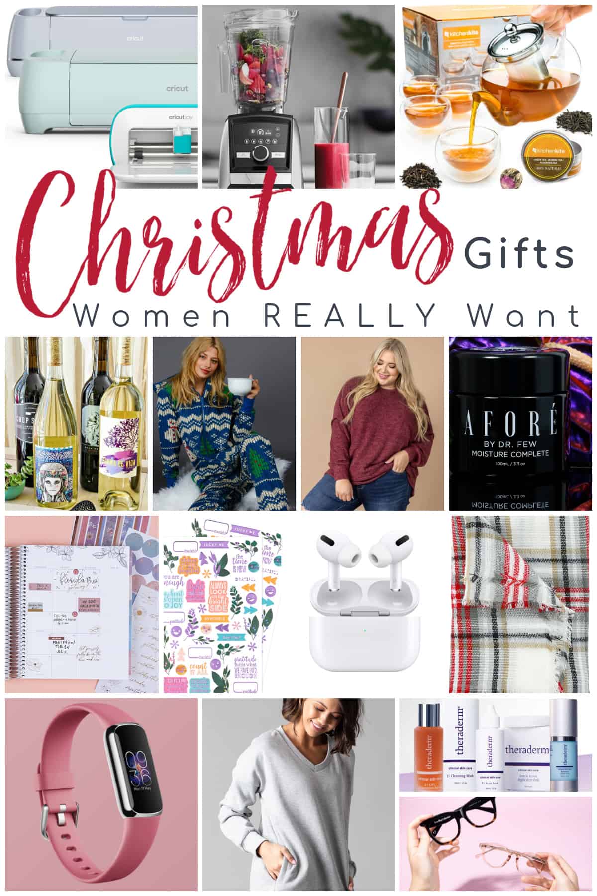 Photo collage of Christmas Ideas for Women - Text on Image says "Christmas Gifts Women Really Want"