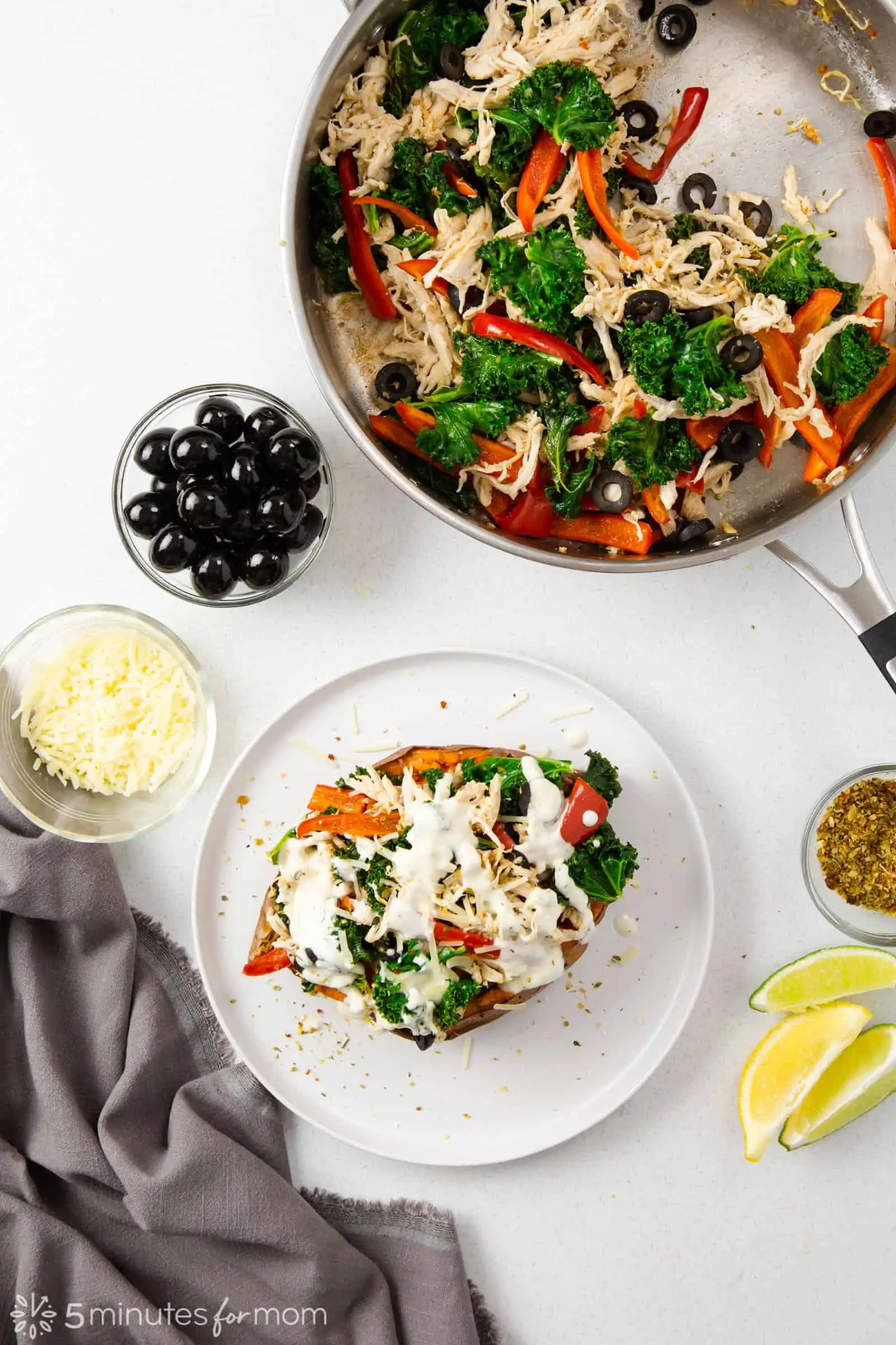 Stuffed Sweet Potatoes with Chicken and Olives