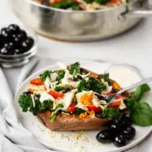 Stuffed Sweet Potatoes with Chicken and Olives